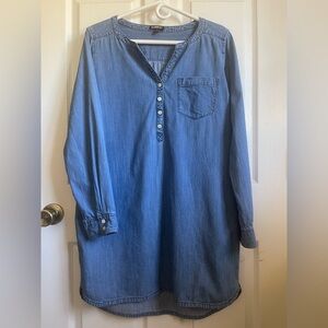 Express Denim-Style Shirt Dress - Blue